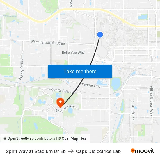 Spirit Way at Stadium Dr Eb to Caps Dielectrics Lab map