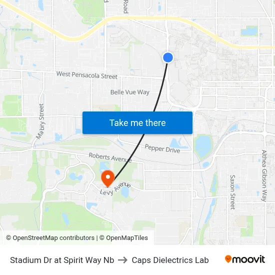 Stadium Dr at Spirit Way Nb to Caps Dielectrics Lab map