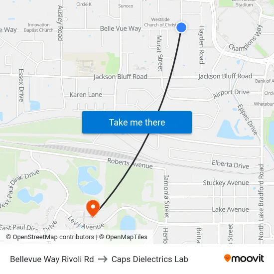 Bellevue Way Rivoli Rd to Caps Dielectrics Lab map