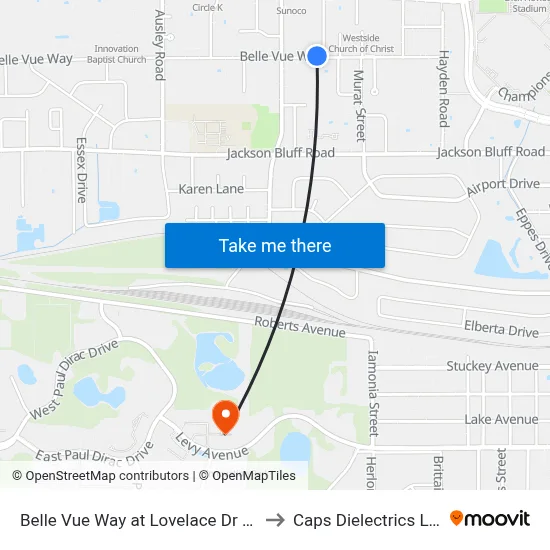 Belle Vue Way at Lovelace Dr Wb to Caps Dielectrics Lab map