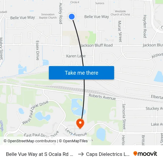 Belle Vue Way at S Ocala Rd Wb to Caps Dielectrics Lab map