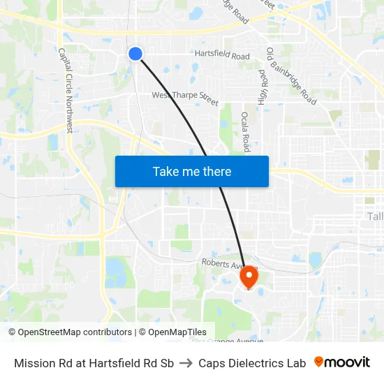 Mission Rd at Hartsfield Rd Sb to Caps Dielectrics Lab map