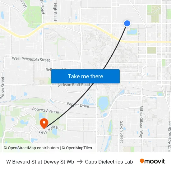 W Brevard St at Dewey St Wb to Caps Dielectrics Lab map
