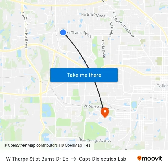 W Tharpe St at Burns Dr Eb to Caps Dielectrics Lab map