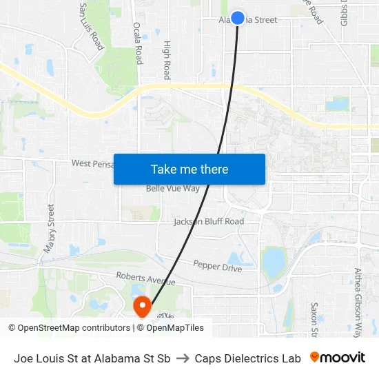 Joe Louis St at Alabama St Sb to Caps Dielectrics Lab map
