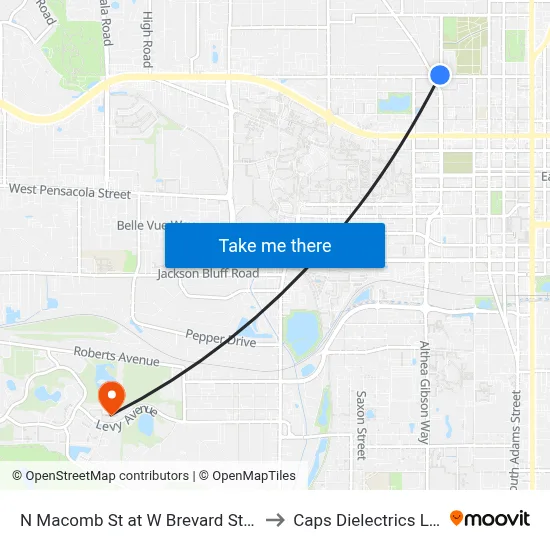 N Macomb St at W Brevard St Sb to Caps Dielectrics Lab map