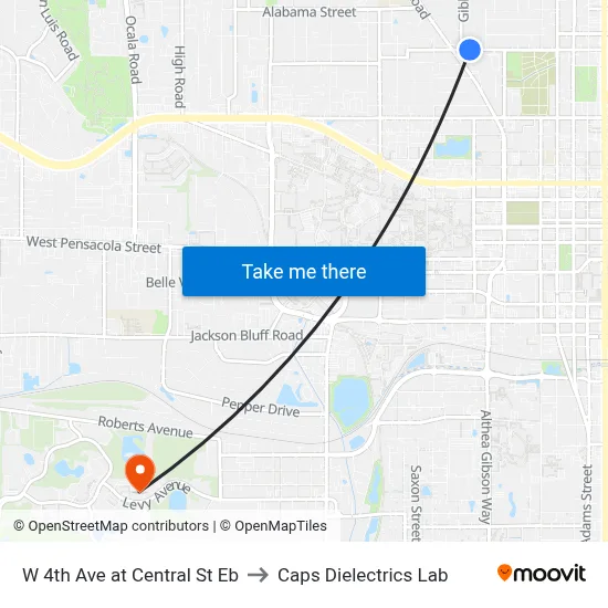 W 4th Ave at Central St Eb to Caps Dielectrics Lab map