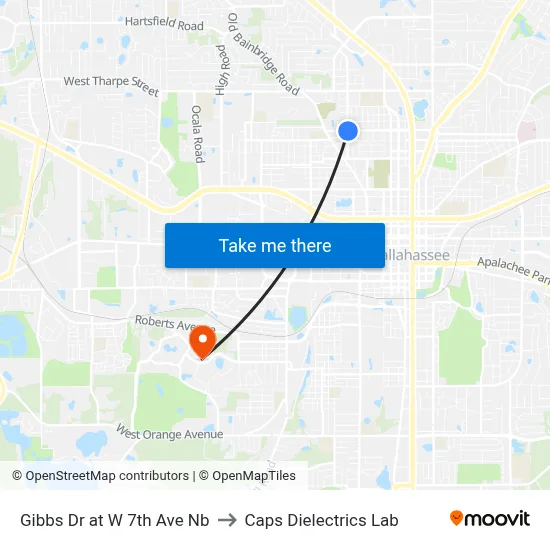 Gibbs Dr at W 7th Ave Nb to Caps Dielectrics Lab map