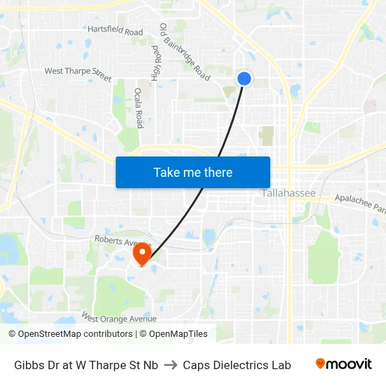 Gibbs Dr at W Tharpe St Nb to Caps Dielectrics Lab map