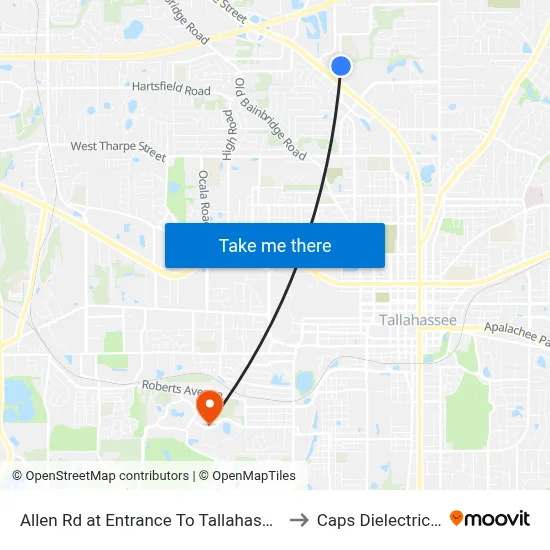 Allen Rd at Entrance To Tallahassee Centre to Caps Dielectrics Lab map