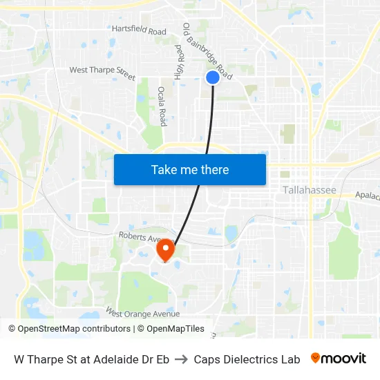 W Tharpe St at Adelaide Dr Eb to Caps Dielectrics Lab map
