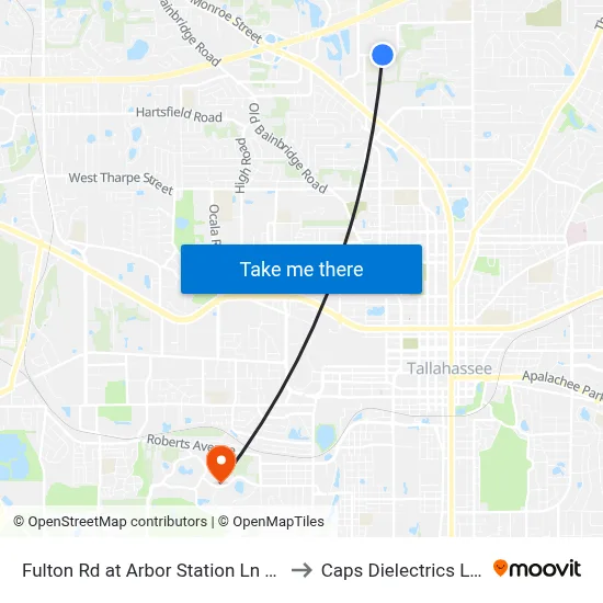 Fulton Rd at Arbor Station Ln Wb to Caps Dielectrics Lab map