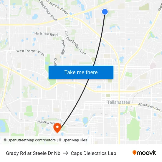 Grady Rd at Steele Dr Nb to Caps Dielectrics Lab map