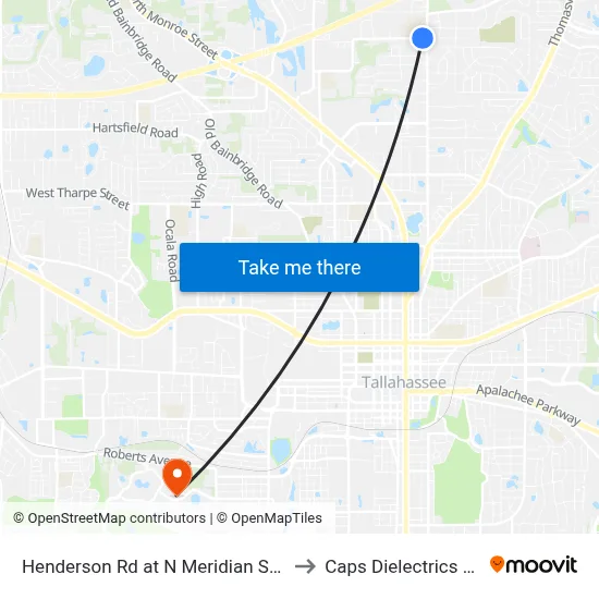 Henderson Rd at N Meridian St Wb to Caps Dielectrics Lab map