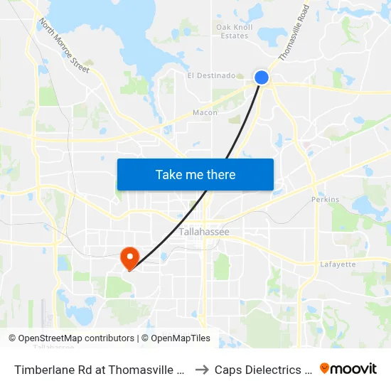 Timberlane Rd at Thomasville Rd Eb to Caps Dielectrics Lab map
