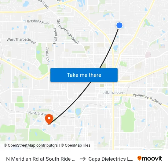 N Meridian Rd at South Ride Nb to Caps Dielectrics Lab map