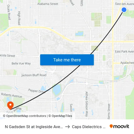 N Gadsden St at Ingleside Ave Nb to Caps Dielectrics Lab map