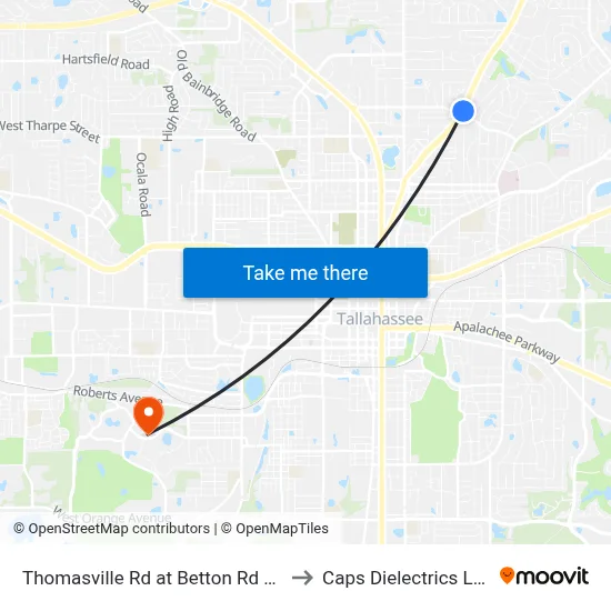 Thomasville Rd at Betton Rd Nb to Caps Dielectrics Lab map