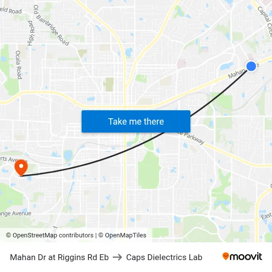 Mahan Dr at Riggins Rd Eb to Caps Dielectrics Lab map