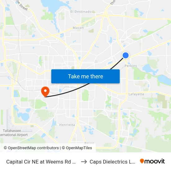 Capital Cir NE at Weems Rd Nb to Caps Dielectrics Lab map