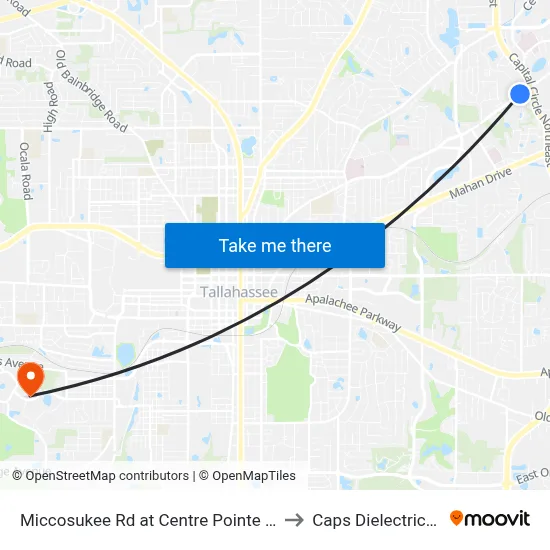 Miccosukee Rd at Centre Pointe Blvd Wb to Caps Dielectrics Lab map