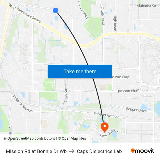 Mission Rd at Bonnie Dr Wb to Caps Dielectrics Lab map