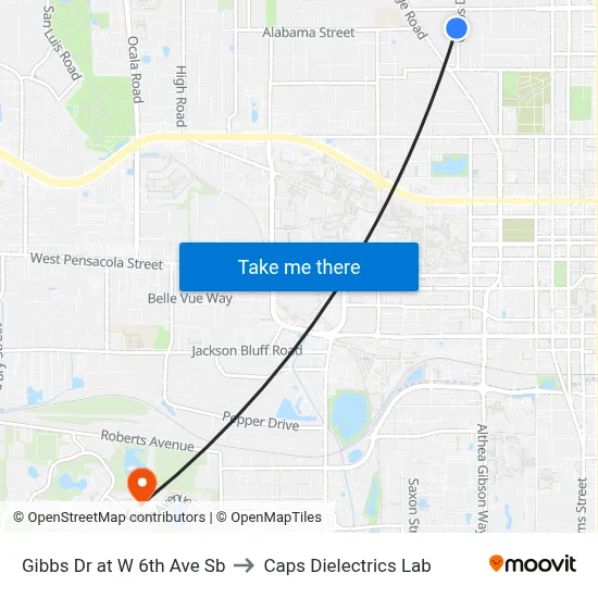 Gibbs Dr at W 6th Ave Sb to Caps Dielectrics Lab map
