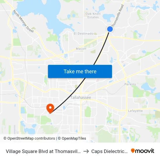 Village Square Blvd at Thomasville Rd Wb to Caps Dielectrics Lab map