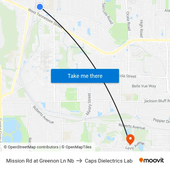 Mission Rd at Greenon Ln Nb to Caps Dielectrics Lab map
