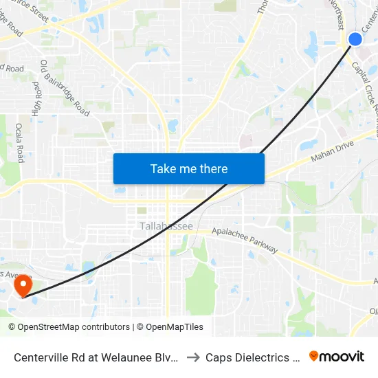 Centerville Rd at Welaunee Blvd Nb to Caps Dielectrics Lab map
