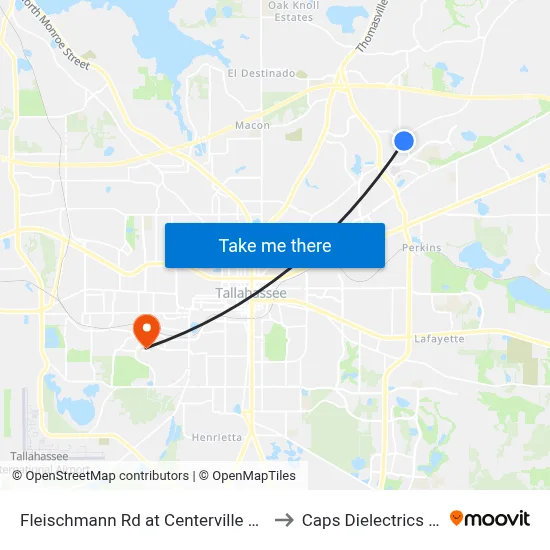 Fleischmann Rd at Centerville Rd Sb to Caps Dielectrics Lab map