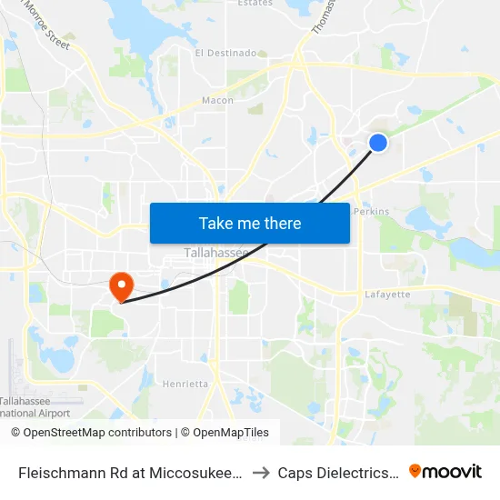 Fleischmann Rd at Miccosukee Rd Sb to Caps Dielectrics Lab map