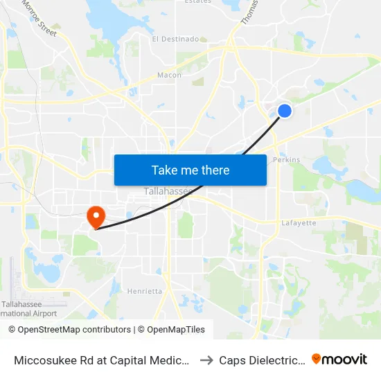 Miccosukee Rd at Capital Medical Blvd Wb to Caps Dielectrics Lab map