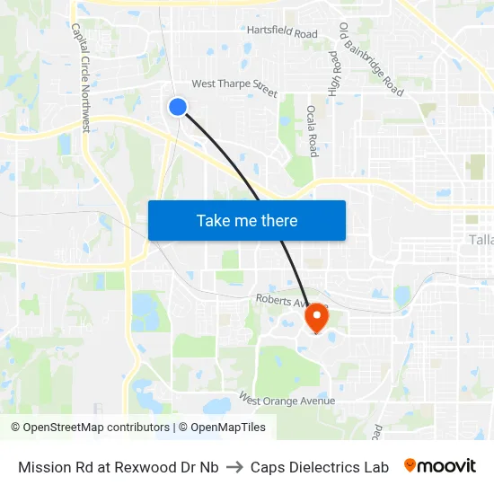 Mission Rd at Rexwood Dr Nb to Caps Dielectrics Lab map