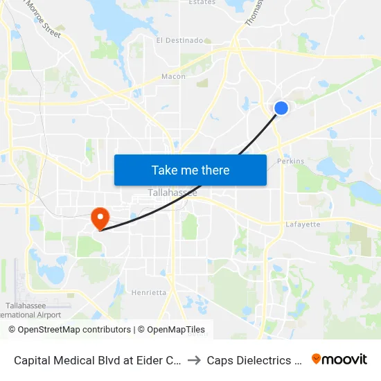 Capital Medical Blvd at Eider Ct Nb to Caps Dielectrics Lab map