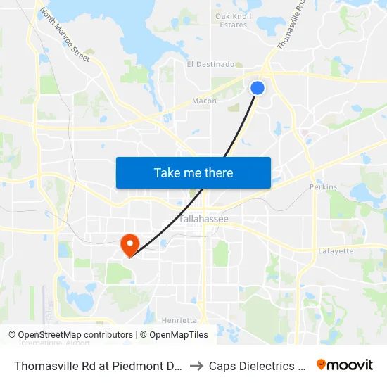 Thomasville Rd at Piedmont Dr Sb to Caps Dielectrics Lab map