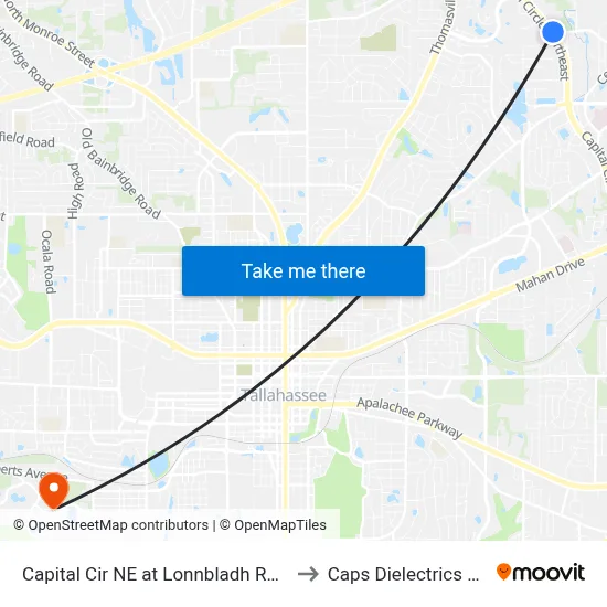 Capital Cir NE at Lonnbladh Rd Nb to Caps Dielectrics Lab map