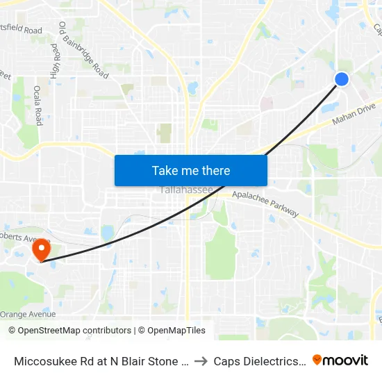 Miccosukee Rd at N Blair Stone Rd Wb to Caps Dielectrics Lab map