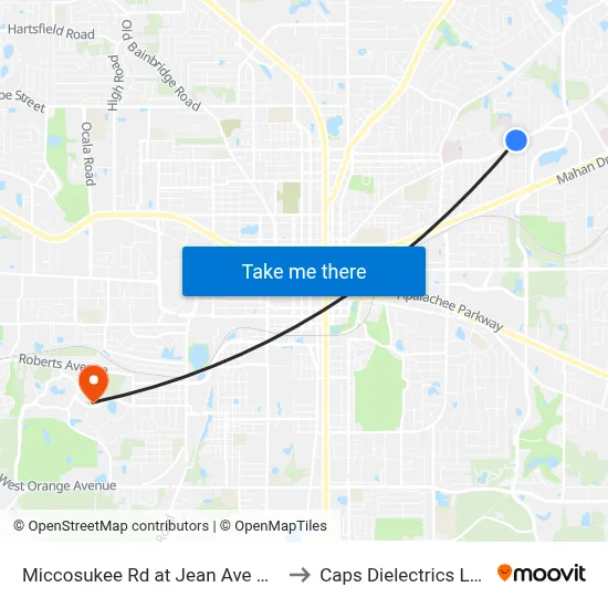 Miccosukee Rd at Jean Ave Wb to Caps Dielectrics Lab map