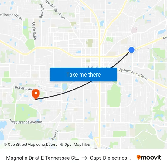Magnolia Dr at E Tennessee St Nb to Caps Dielectrics Lab map