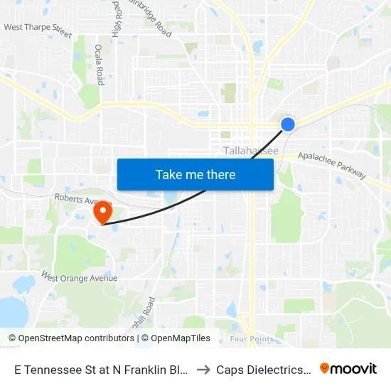 E Tennessee St at N Franklin Blvd Wb to Caps Dielectrics Lab map