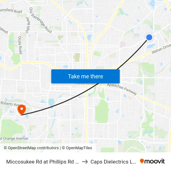Miccosukee Rd at Phillips Rd Eb to Caps Dielectrics Lab map