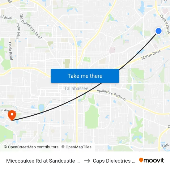 Miccosukee Rd at Sandcastle Dr Eb to Caps Dielectrics Lab map