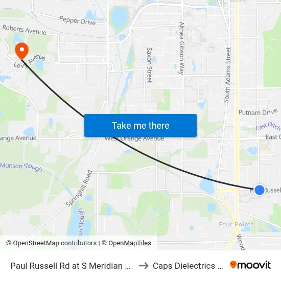 Paul Russell Rd at S Meridian St Eb to Caps Dielectrics Lab map