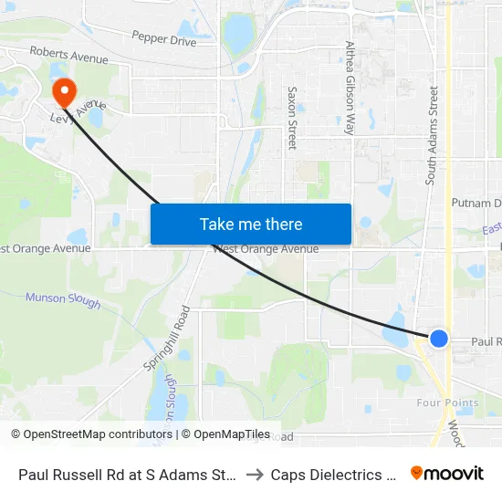 Paul Russell Rd at S Adams St Wb to Caps Dielectrics Lab map