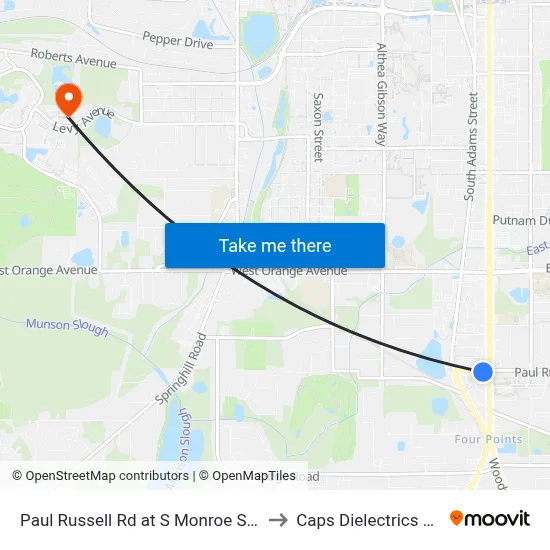 Paul Russell Rd at S Monroe St Eb to Caps Dielectrics Lab map