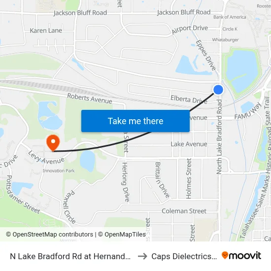 N Lake Bradford Rd at Hernando Dr Sb to Caps Dielectrics Lab map