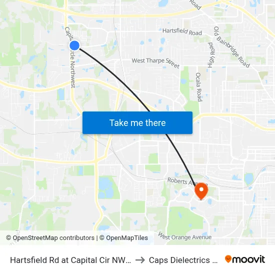Hartsfield Rd at Capital Cir NW Wb to Caps Dielectrics Lab map