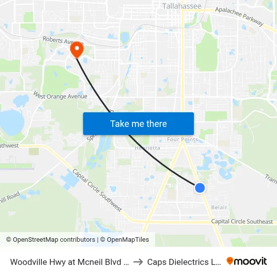 Woodville Hwy at Mcneil Blvd Sb to Caps Dielectrics Lab map