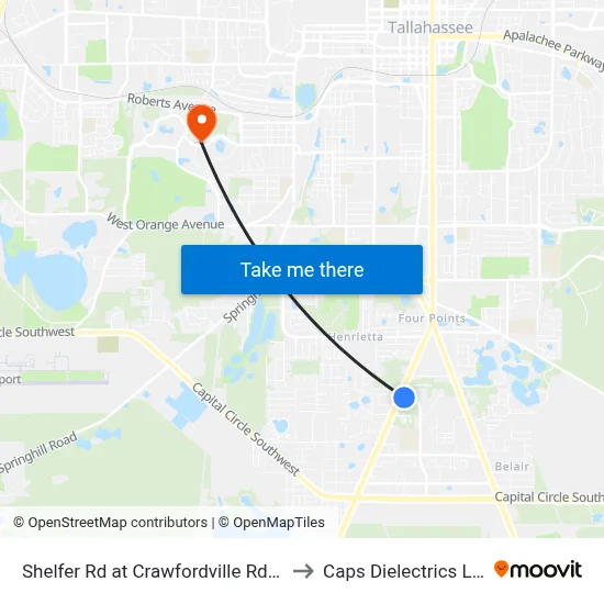 Shelfer Rd at Crawfordville Rd Nb to Caps Dielectrics Lab map